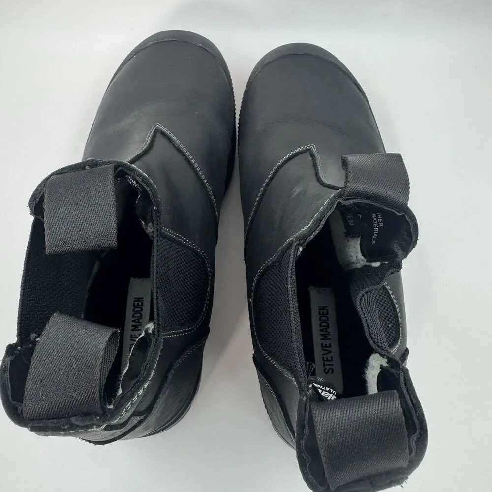 Steve Madden Insulate Waterproof Chelsea Boots Black Leather Men’s Size 8